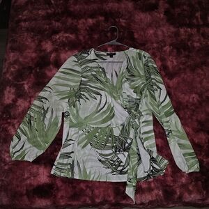 Alfani Green Leaf Pattern Blouse